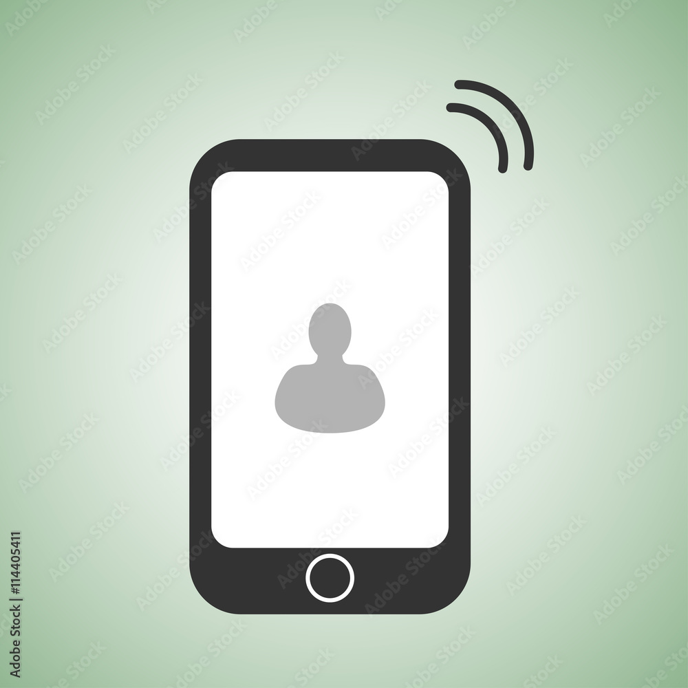 flat phone icon with interlocutor picture on display flat phone icon with interlocutor picture on display
