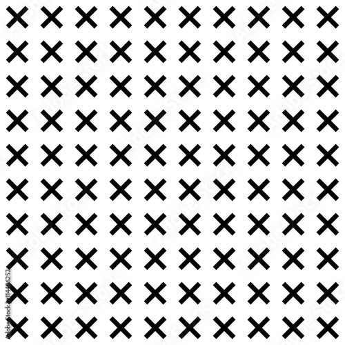 Vectot X cross geometric pattern. Simple subtle seamless black and white background.
