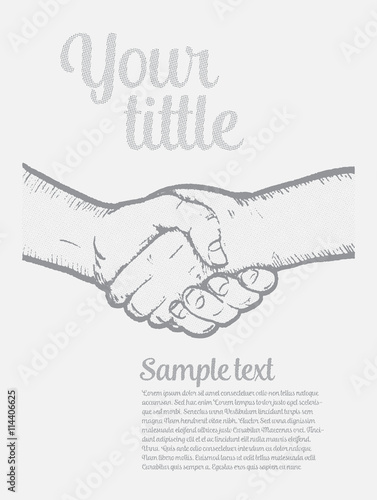 Shaking hands, halftone template, background. Human hands. Making deal template. - stock vector