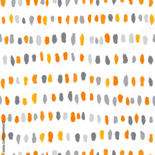 Abstract strokes seamless kids pattern. Orange and gray