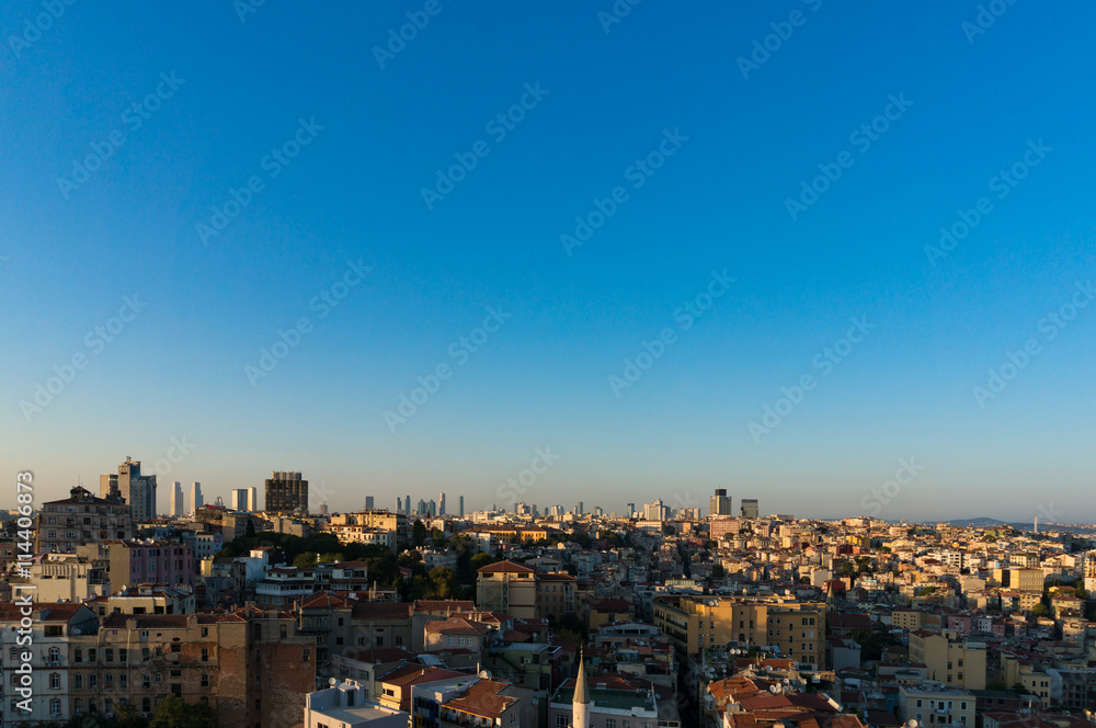 Aerial view of Istanbul, Turkey. Modern megalopolis cityscape at dusk
