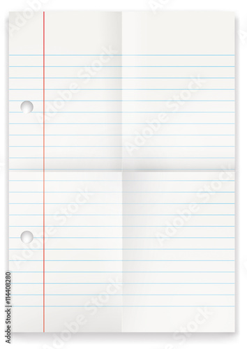 Blatt Papier - liniert und gefaltet