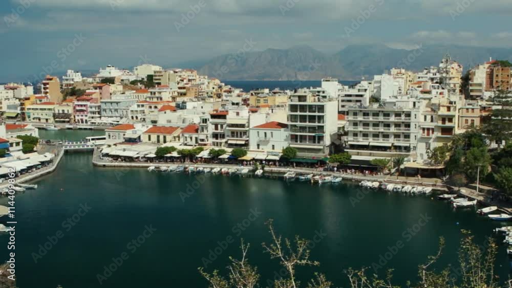 Top view to splendid Greek town. Crete island. Top view to splendid Greek town. Crete island.