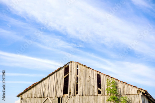 Roof of an old broken barn