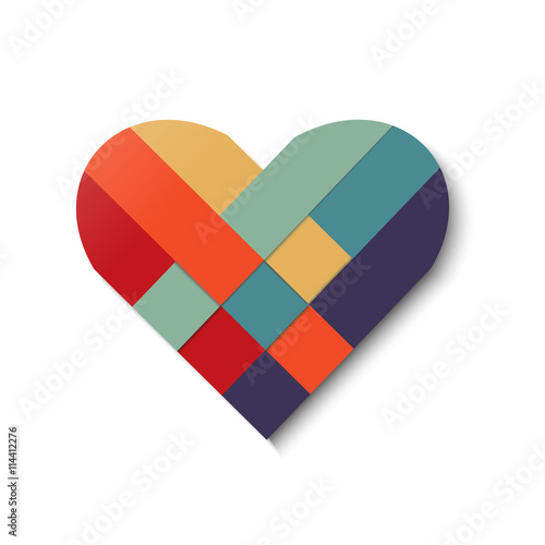 Paper stripe weaving color heart. Vector illustration