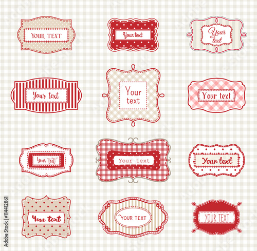 Set of romantic vintage hand drawn labels templates, illustration