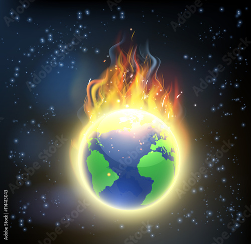 Earth World Globe on Fire