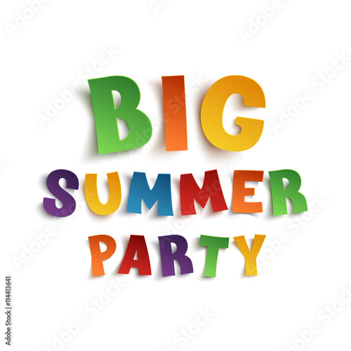 Big summer party poster template on white.