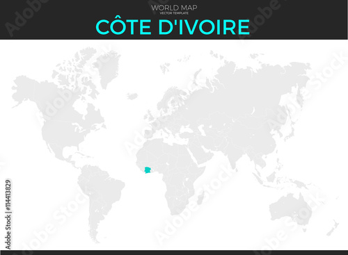 Republic of Cote d Ivoire or Ivory Coast Location Map
