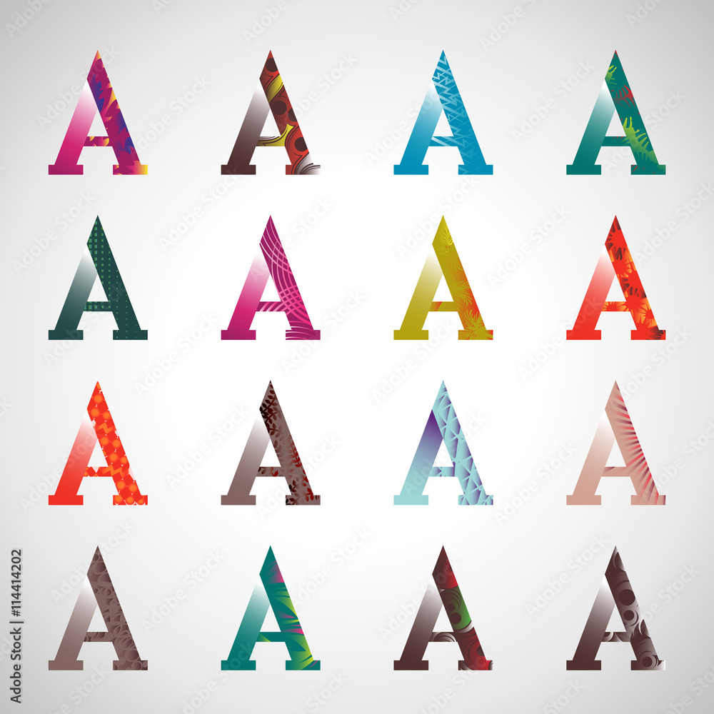 A Letters Icons Set - Isolated On Gray Background - Vector Illustration,Graphic Design. Different Lettering Concept A Letters Icons Set - Isolated On Gray Background - Vector Illustration,Graphic Design. Different Lettering Concept