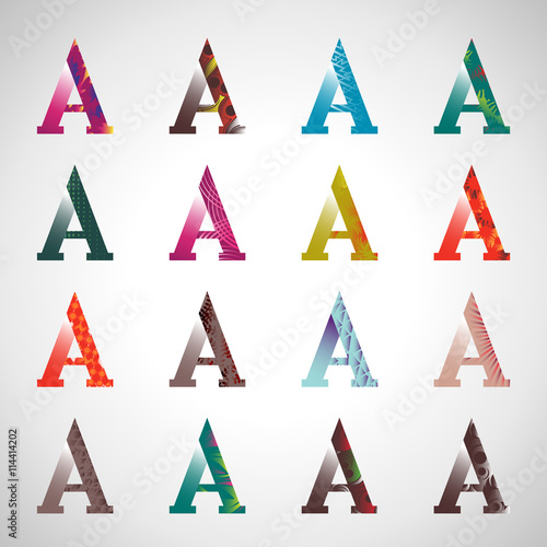 A Letters Icons Set - Isolated On Gray Background - Vector Illustration Graphic Design. Different Lettering Concept