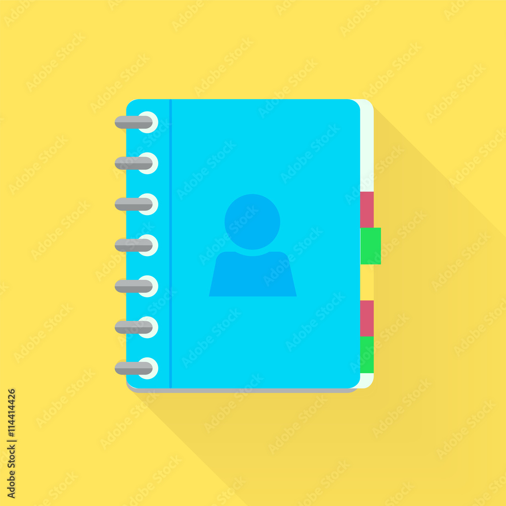 Address phone book, notebook icon. Flat style design. Address phone book, notebook icon. Flat style design.