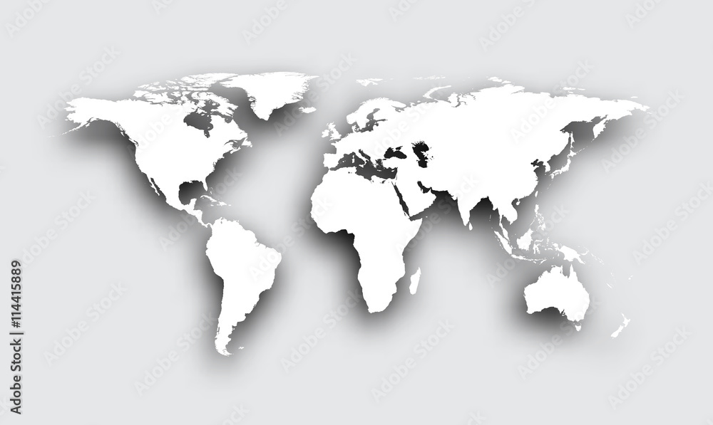 Gray 3d world map.