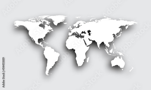 Gray 3d world map.