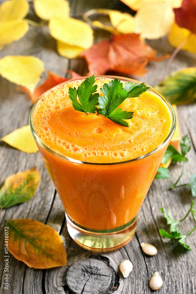 Pumpkin juice in glass Pumpkin juice in glass