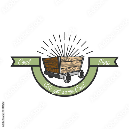 Color vintage coal mining emblem