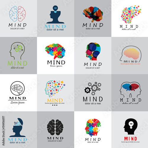Mind Icons Set - Isolated On Background - Vector Illustration, Graphic Design. For Web, Websites, Print, Presentation Templates, Mobile Applications And Promotional Materials