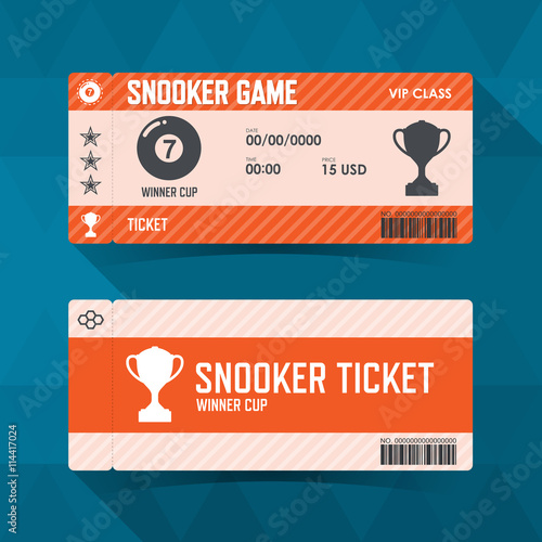 Snooker, ticket design guidelines. vector illustration