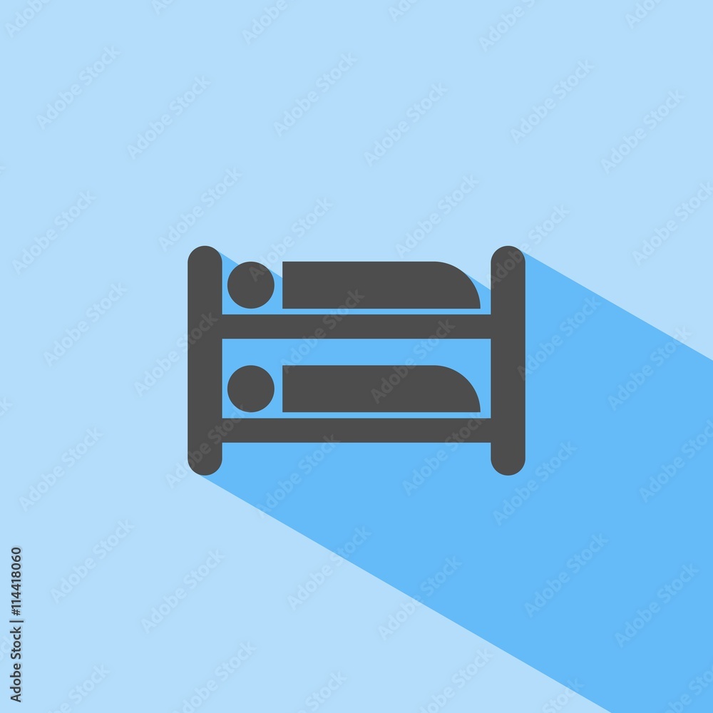 Bunk beds icon with blue shadow - obrazy, fototapety, plakaty 