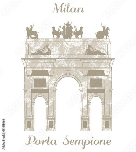 vector illustration of Porta Sempione in Milan