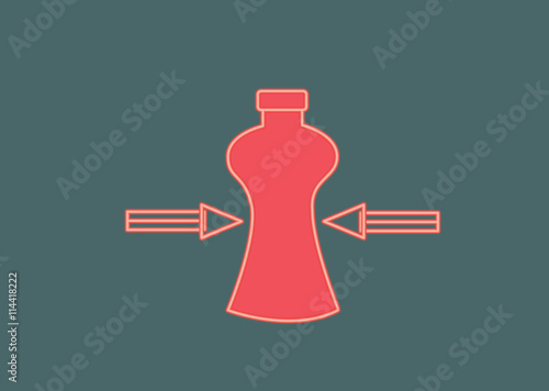 Fat burner concept. Two arrows narrowing a bottle to symbolize t