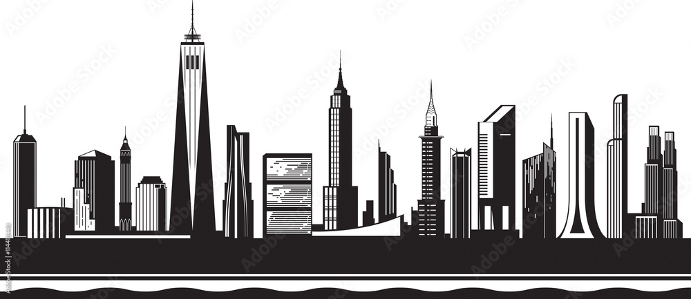 New York City silhouette by day - vector illustration