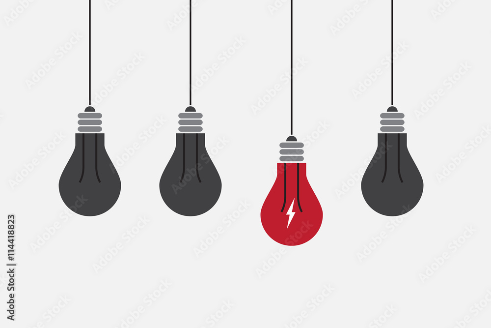 Naklejka premium Abstract flat design lightbulbs. Eureka concept.