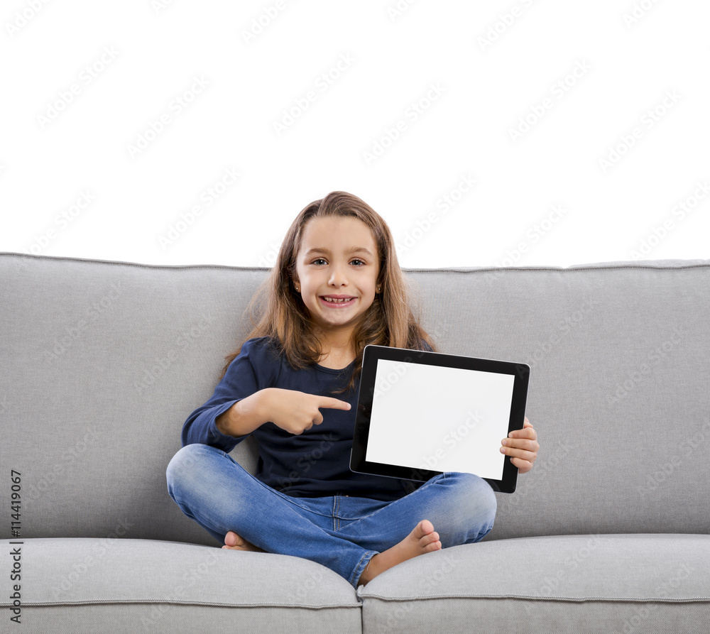 Little girl with a tablet Little girl with a tablet