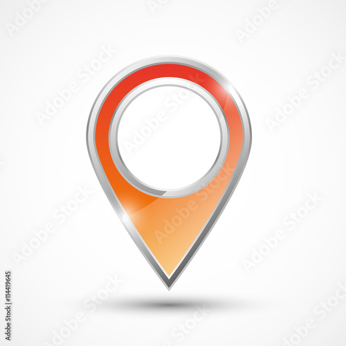 Metal map pointer with red element