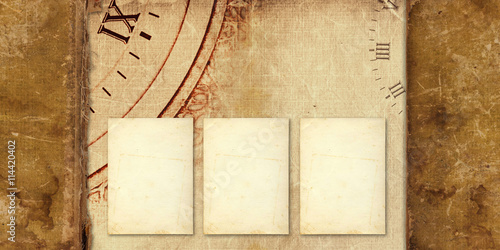 Old vintage album with paper postcards