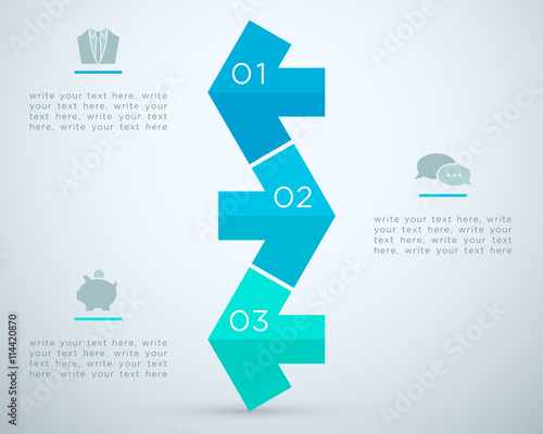 Abstract Colourful Arrows With Numbers 1 to 3 A