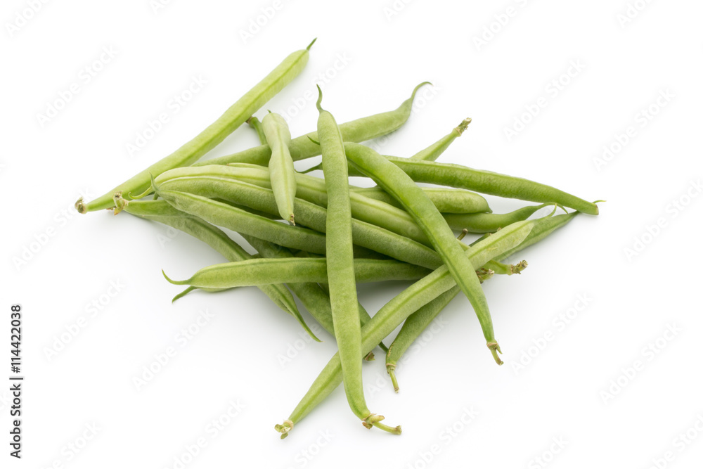 Fototapeta premium Green beans isolated on a white background.
