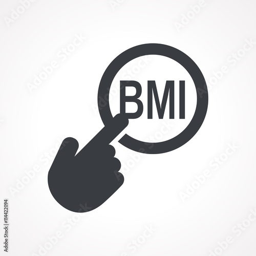 Vector hand with touching a button icon with word BMI
