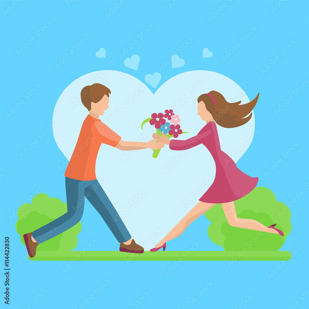 Affection Young couple vector flat style illustration. Affection Young couple vector flat style illustration.