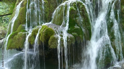 Waterfall Bigar in summer. Located at the intersection with the parallel 45 in district Caras-Severin, Romania. One of the most beautiful cascade from the world. 4K footage.