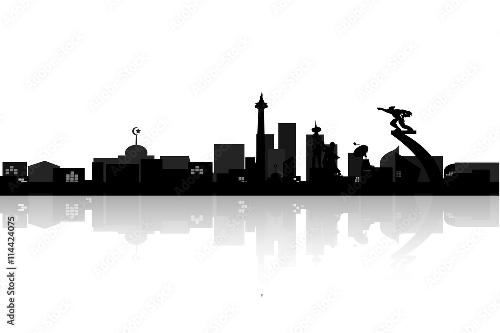 Town Silhouette, with reflection
