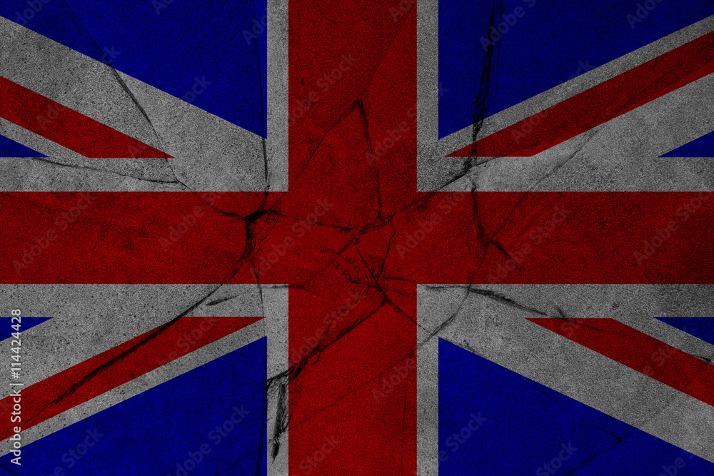 Fototapeta premium Great Britain Flag on cracked grunge background.