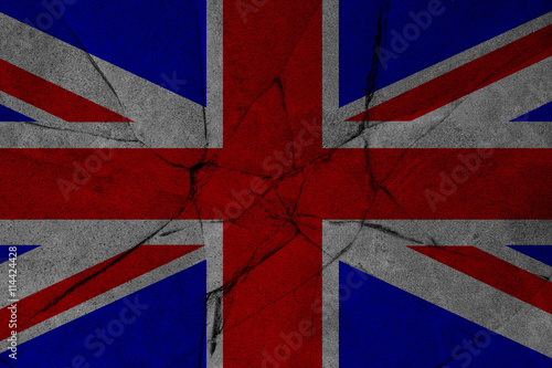 Great Britain Flag on cracked grunge background.