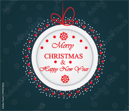 Merry Christmas and Happy New Year card. Vector