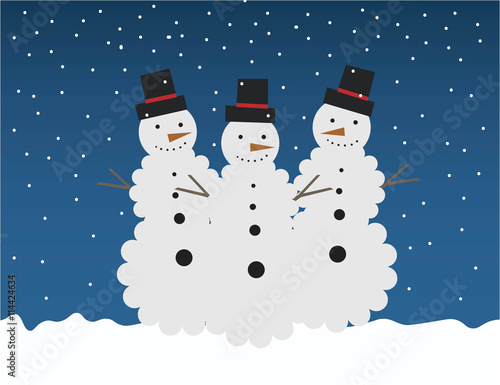 Snowmen illustration card. Vector