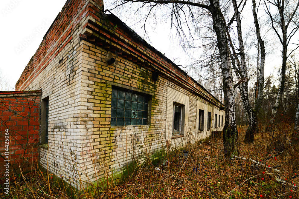 Obraz premium Abandoned house in the autumn forest.