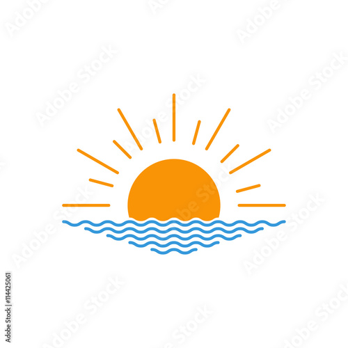 Vector sunset or sunrise icon. Vector sunset or sunrise icon. Sunset or sunrise logo design. Vector illustration.
