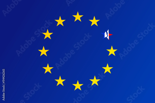 Flag of European Union with a broken star of France