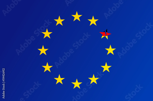Flag of European Union with a broken star of Germany