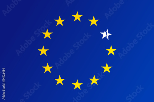 Flag of European Union with a broken white star