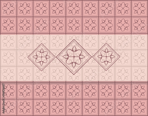 Geometric ornament pattern on rose quartz background. Vector