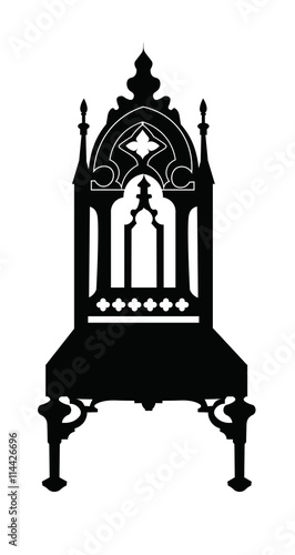 Gothic style chair with ornaments. Vector sketch