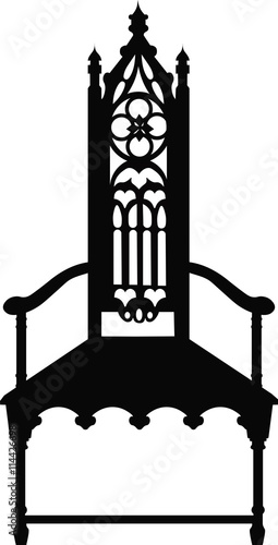 Gothic style chair with ornaments. Vector sketch