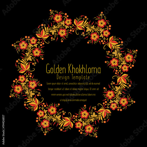 Round frame in Khokhloma style