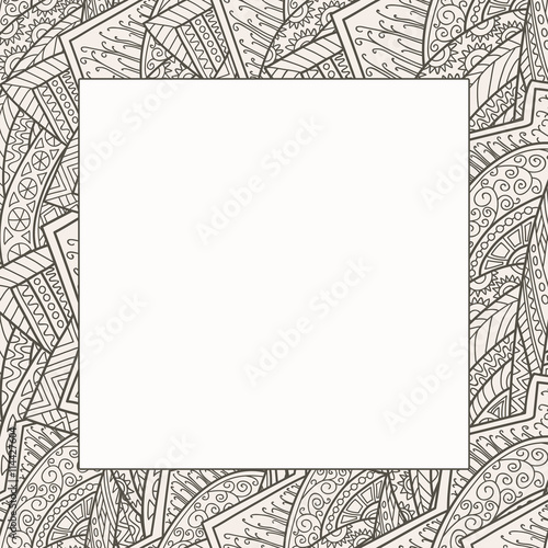 Decorative frame from abstract elements of hand-drawn . 
Style zentangl.
